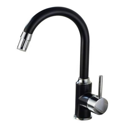 China Matte Black Commercial Stainless Steel High Sense Faucets Handle Arc LED Kitchen Faucet Single Sink Faucet for sale