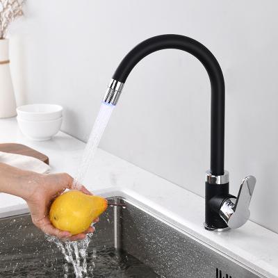 China Sense Faucets New Arrival Single Lever Led Kitchen Sink Faucet In Black for sale