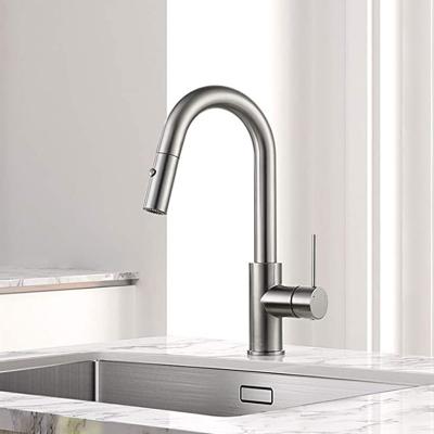 China Thermostatic Faucets Farmhouse / Bathroom Pull Out Sink Bar Faucet With Magnetic Coupling Sprayer, Small Prep Sink Kitchen Faucets In Brushed Nickel for sale