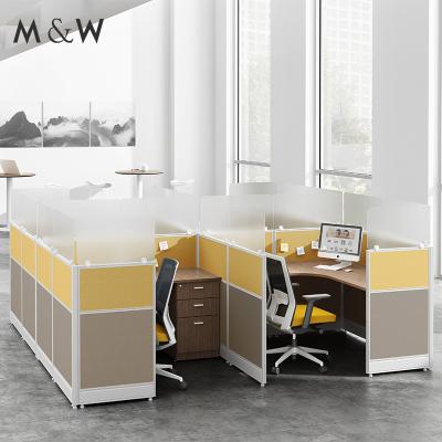 China Factory Installation Wholesale 4 Person Easy Open Workstation Wooden Office Desk Compartment for sale