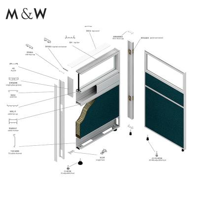 China Modern Foshan Factory Aluminum Profile Compartment Aluminum Frame Office Furniture Part Workstation Fitting Accessories for sale