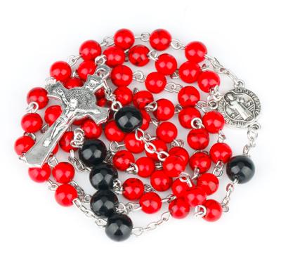 China CLASSIC Natural Red Turquoise Rosary Beads Catholic Necklace for sale