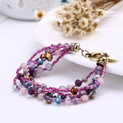 China Bohemian PINK punk style color glass beads twink features friendship bracelets for sale