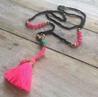 China BOHEMIA Semi-precious Stone Bead Women's Long Tassel Necklaces for sale