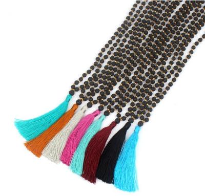 China 2022 Black BOHEMIA Christday Gifts Crystal Glass Beads Chinese Style Tassel Necklaces for sale