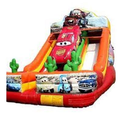 China Riptide Outdoor Cars Waterline Cartoon Entertainment Dinosaurwater Inflatable Car Slide for sale