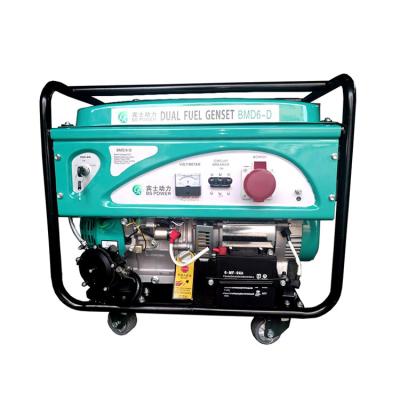 China Portable Electric Generator Dual Fuel Gasoline Lng Lpg Sulfur-free Biogas Power Generator BMD6.3-D for sale