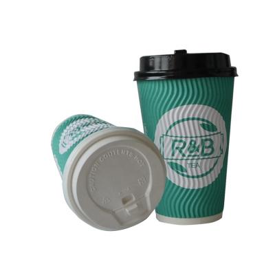 China Disposable 16 Ounce Corrugated Hot Paper Ripple Wall Coffee Drink Cup for sale