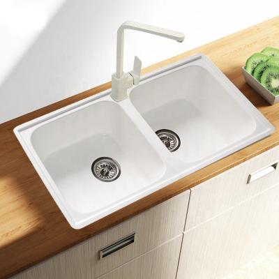 China Without Faucet China Good Price Big Size Farmhouse White Acrylic Single Bowl Kitchen Sinks for sale