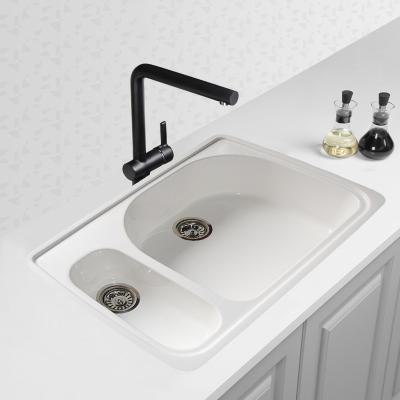 China Without Faucet China Wholesale Price White Acrylic Undermount Farmhouse With Splash Guard Kitchen Sinks for sale