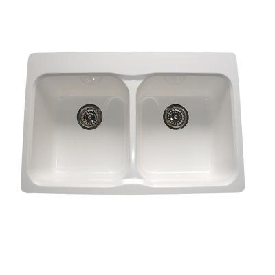 China Without Faucet China Supplier Artificial White Acrylic Home Restaurant Double Bowl Kitchen Sink for sale