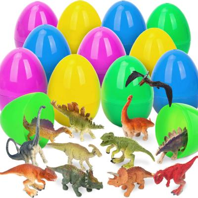 China Popular Easter Eggs 12 PCS Colorful Dinosaur Toys Figures Easter Egg Fillers for Kids for sale