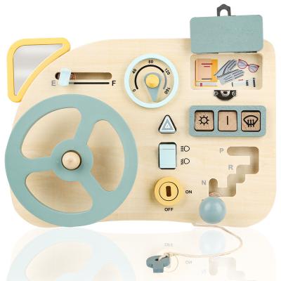 China Eco-Friendly Non-Toxic Kids Montessori Toys Steering Wheel Wooden Busy Board Early Education Toys for sale