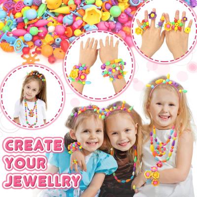 China Kids Eco-friendly Material Pop Beads Set 650pcs Kids For Bracelet Necklace DIY Jewelry Set Craft Toys for sale