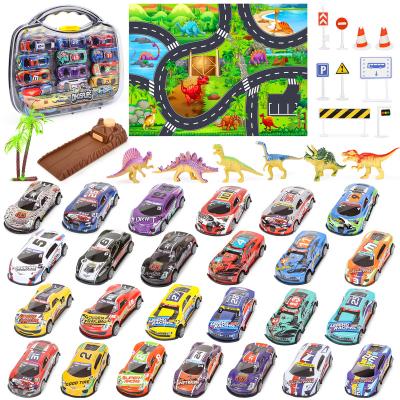 China 43 PCS Non-Toxic Kids Toy Cars With Mat Realistic Dinosaur Toys Vehicle Cars Play Model for sale