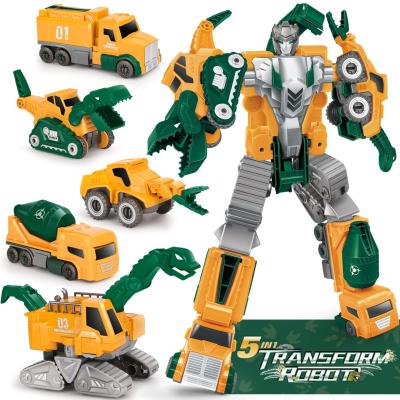 China Eco-friendly Materials 5 Into Transformation Toys 1 For Kids Robot Dinosaurs Building Vehicles Set for sale