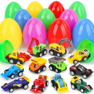 China Eco-friendly Material Easter Eggs Pull Back Cars Toys Easter Gifts Matching Pull Back Vehicles Toys for sale