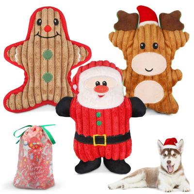 China Christmas Pet Plush Squeak Rope Toys Sustainable Training Interactive Dog Chew Pet for sale