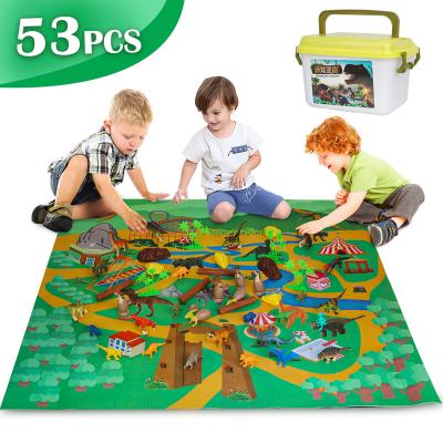 China Children's Simulation Dinosaur Non-Toxic Toys Play Set Animal Dinosaur Model Toy With Mat for sale