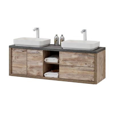 China Factory Supply Modern Double Sink Set Basin Vanity Cabinet Luxury Bathroom Cabinet for sale