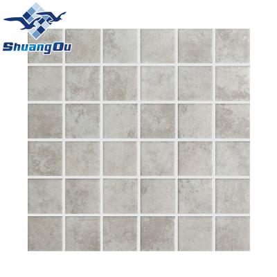 China Bathroom Popular Kitchen Porcelain Gray 48x48mm Parquet Cement Backsplash Concrete Tile for sale