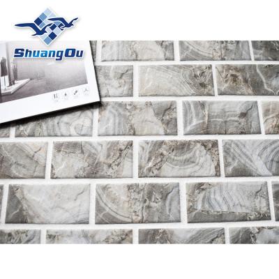 China Rustic Tiles Oyster Look Green Stone Texture 45x95mm Ceramic Bricks Bar 2x4 Supermarket Lobby Wall Kitchen Backsplash Subway Special Tile for sale