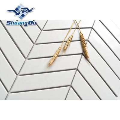 China New Glazed Fishbone Pentagon White Mosaic Tile Metallic Style Tiles For Wall DecorationTiles Kitchen Backsplash Bathroom Mosaic Tile for sale