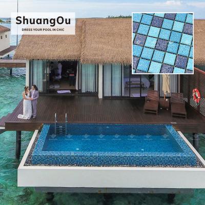 China Flooring Swimming Pool Mosaic Tile Factory Porcelain Mosaic Rough Glossy Slab Ceramic Mosaic For Swimming Pool Slab for sale