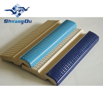 China Quick Delivery 240x 115 Glazed Bullnose Tiles Swimming Pool Tile Metallic Stock Porcelain Materials For Swimming Pool Floor And Wall for sale