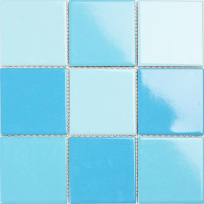 China Parquet classic mixed blue mosaic tile for swimming pool porcelain mosaic 97mm for swimming pool glossy tile ceramic mosaic for sale