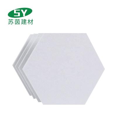 China Highly Efficient Sound Absorption Eco Acoustic Solution 100% Recycle Polyester Fiber Hexagon Sound Absorption Acoustic Panels for sale