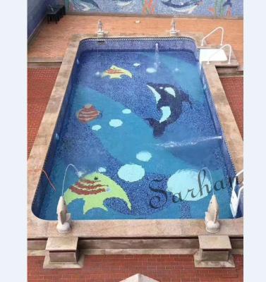 China yes swimming pool mosaic tile, mosaic dolphin pattern, glass swimming pool for sale