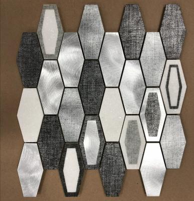 China Parquet New Concept Print Pattern Aluminum Alloy Mosaic Mix Stone Slab for sale