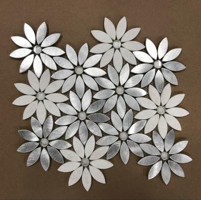 China Parquet Metal Flower Pattern Mosaic Slab For Wall Decoration for sale