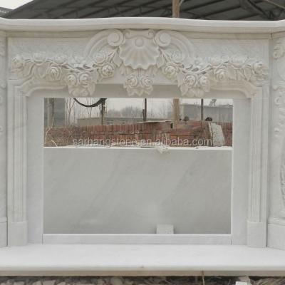 China Modern Hand Carved Home Decoration Cultured White Marble Fireplace Surround Price for sale