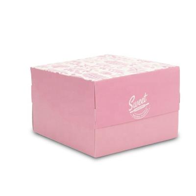 China Mini Cup New Portable Take Away Window High Quality Pink Materials Layer Recycled Transparent Cake Box With Handle for sale