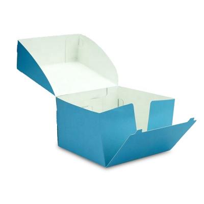 China Customized Light Blue Paper Box Recycled Materials Cake Box Maker Small Bakery Cake Packaging Boxes for sale