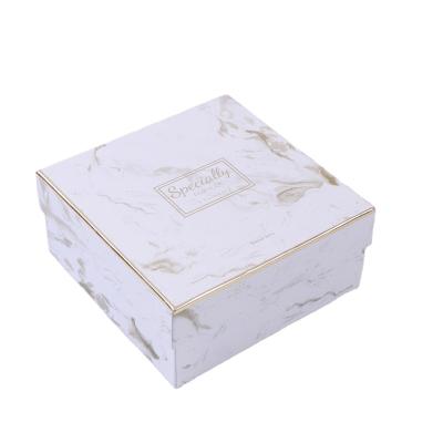 China Luxury Customized Recyclable Premium Marble Pattern Thick Cardboard Logo Empty White Gift Box Set for sale