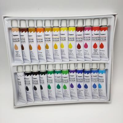 China 24 Colors Tube Packed Non-Toxic Non-Toxic Gouache Color Paint Sets for sale