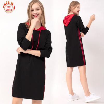 China Anti-Wrinkle Fashion Custom Printed Long Dress Female Cotton Polyester Oversize Plus Size Women's Hoodie Sweatshirts Dress for sale