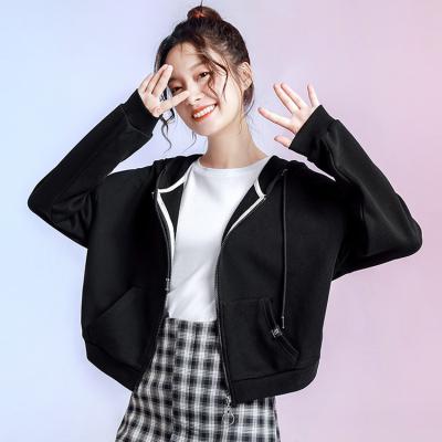 China Viable Wholesale Female Zip Up 80% Cotton 20% Polyester Cropped Top Ladies Plus Size Women's Hoodies And Sweatshirts for sale