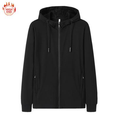 China Anti-Wrinkle Fashion Spring Streetwear Black Oversized Zipper Up Pullover 100% Cotton Plus Size Sweatshirts Mens Hoodies for sale