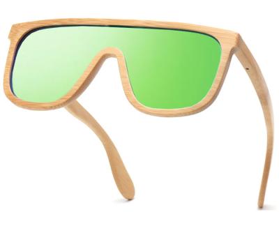 China 2022 Fashion Sunglasses Euromonk Sunglasses Oversized Wooden Bamboo Sunglasses One Piece Lens With Polarized Lens for sale