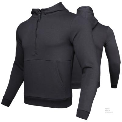 China New Arrival QUICK DRY Slim Fit Pullover Single Zip Up Hoody Black Gym Men's Hoodie With Custom Logo for sale