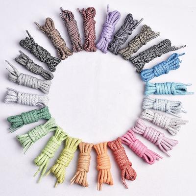 China Sustainable Wholesale Multi Colors Polyester Round Reflective Rope 4mm*120cm Laces For Runner for sale