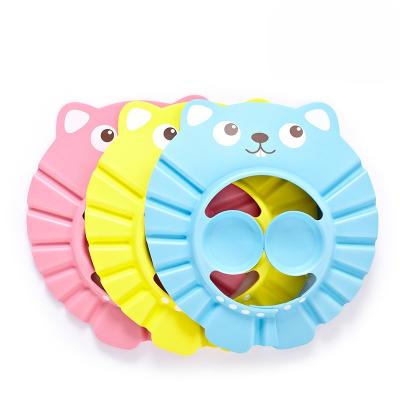 China Lovely Viable Adjustable Soft EVA Kids Shower Cap Baby Shower Hat Ear Eye Protection Hat Baby Mouse Shampoo Cap for sale