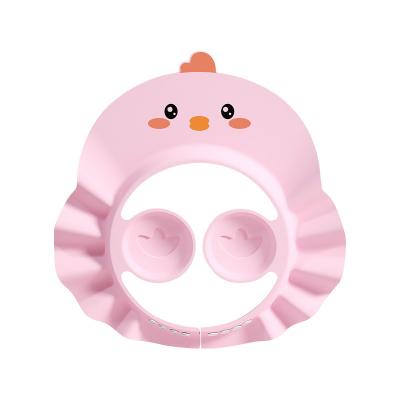 China Lovely Viable Adjustable Soft EVA Kids Shower Cap Baby Shower Cap Ear Eye Protection Hat Baby Shampoo Chicken Duck Hat for sale