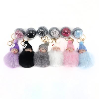 China Durable High Quality Custom Made Faux Fur Plush Pompom Baby Key Chain Key Chain for sale