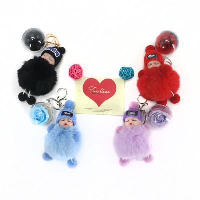 China High Quality Handbag Decoration Durable Crafts Pom Pom Keychain Baby Gift for sale