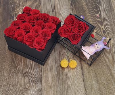 China RTS Party Square Preserved Rose Supplier Custom Gift Box Wedding Rose Flower Preserved 2022 for sale